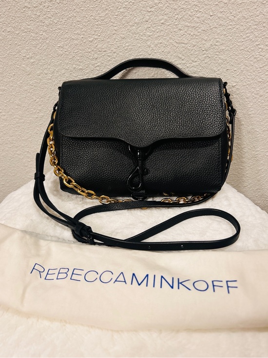 Rebecca Minkoff Handbags - Rebecca Minkoff Black Pebbled Leather Crossbody with Gold Chain & Dust Bag New